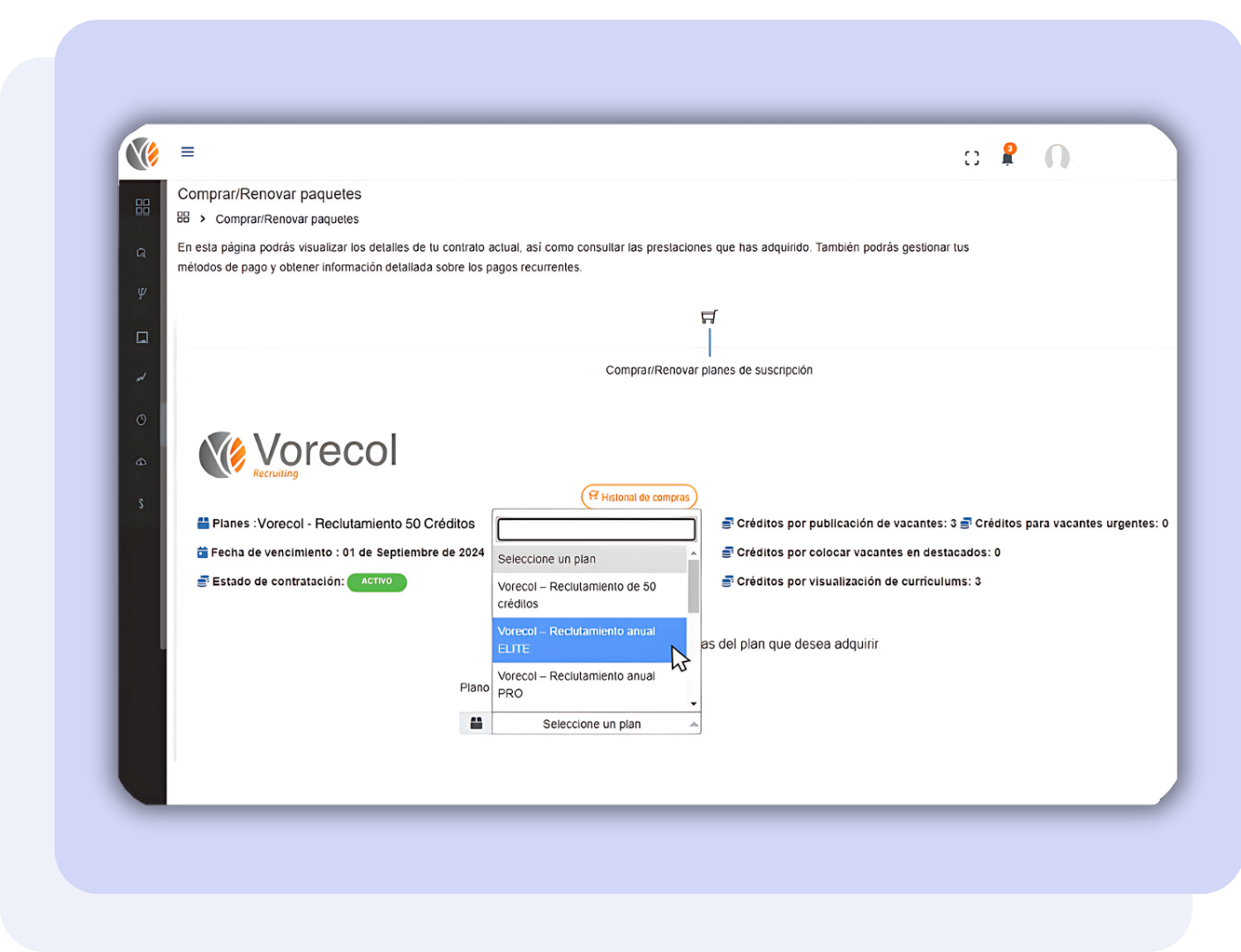 Funcionalidad del software ATS Vorecol Recruiting