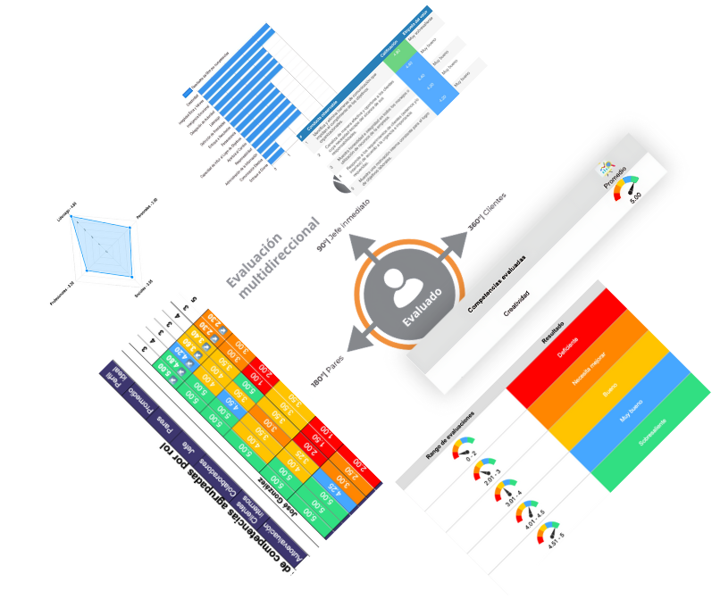 Gráfico de competencias evaluadas en la evaluación 360 grados