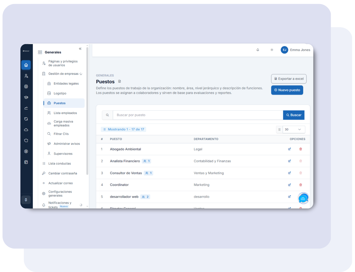 Configuración de perfiles de puesto para evaluación psicométrica