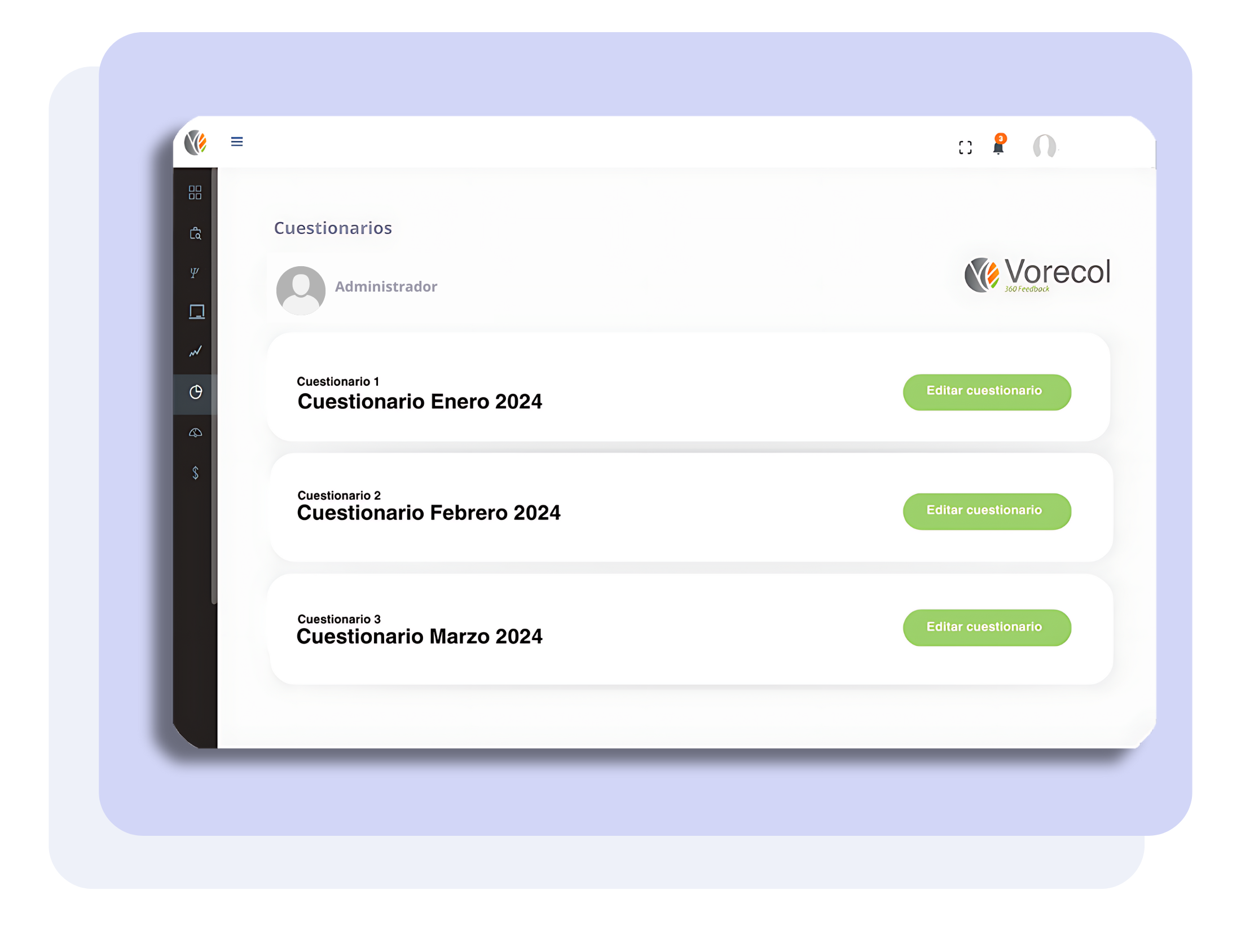 Cuestionarios personalizables del feedback 360 Vorecol